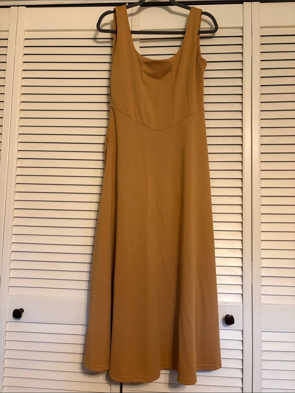 Scoop-Neck Maxi Dress in Tan